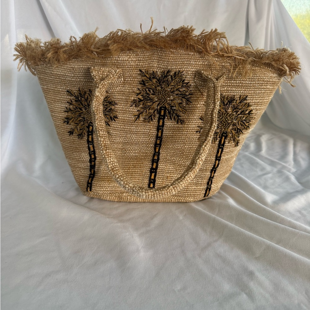 Fringed Palm Tree Tote Bag